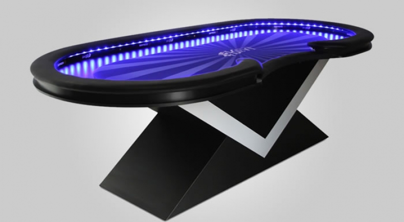 Mesa de Poker Luxo Tamanho Oficial, Luz Led e Coluna V - L1